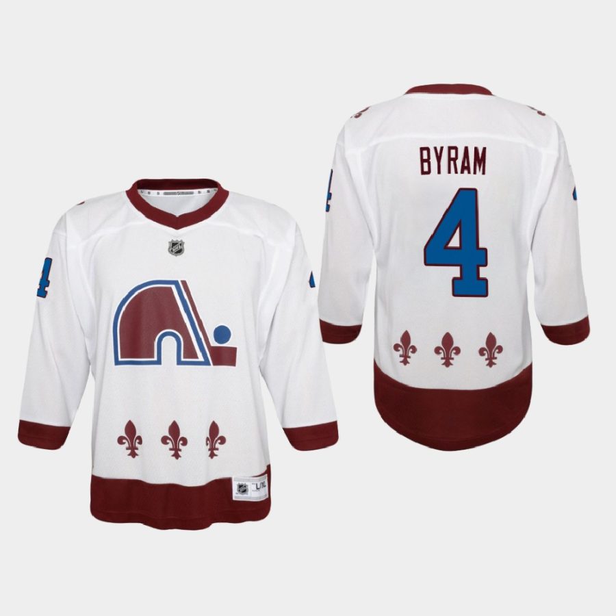 youth avalanche bowen byram white 2020 21 reverse retro replica jersey