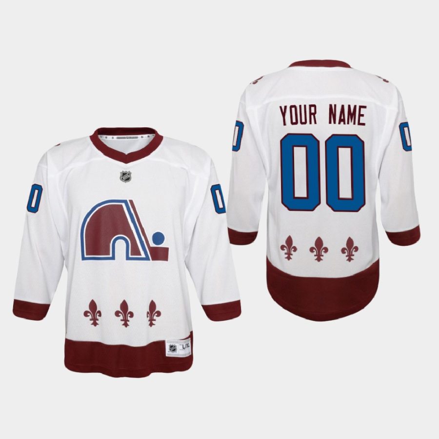 youth avalanche custom white 2020 21 reverse retro special edition replica jersey