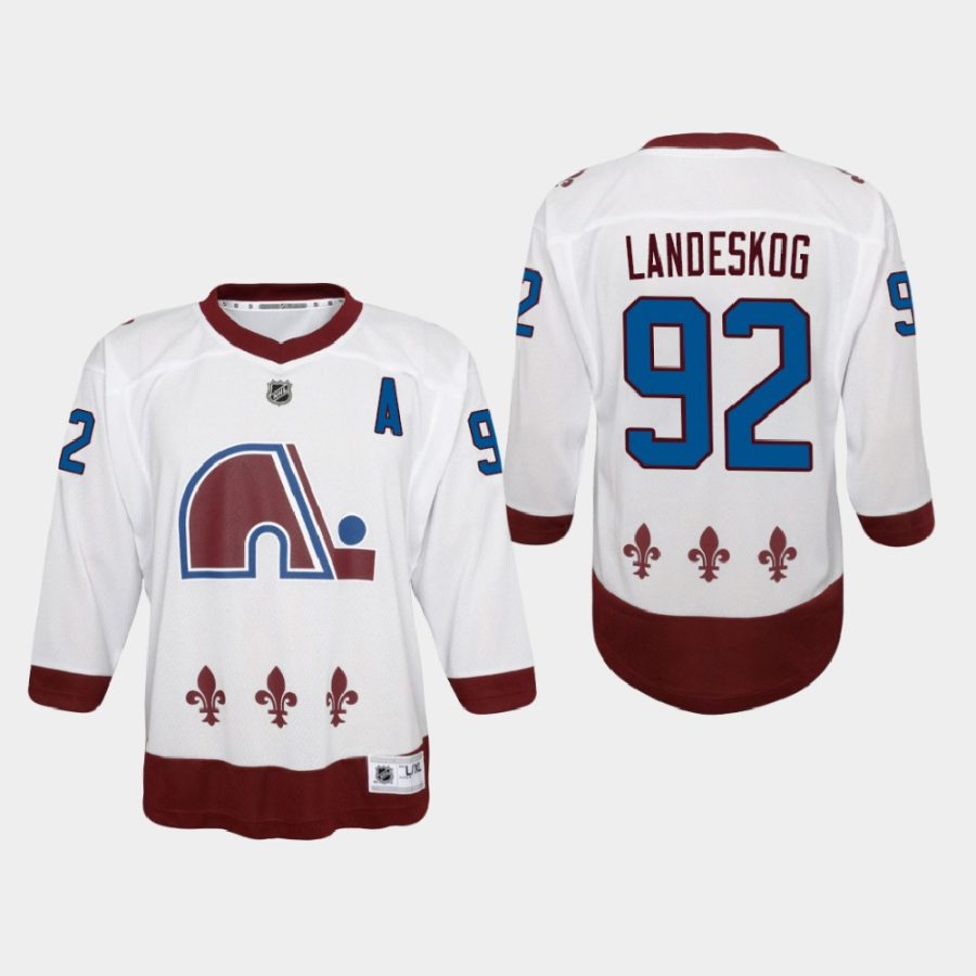 youth avalanche gabriel landeskog white 2020 21 reverse retro special edition replica jersey