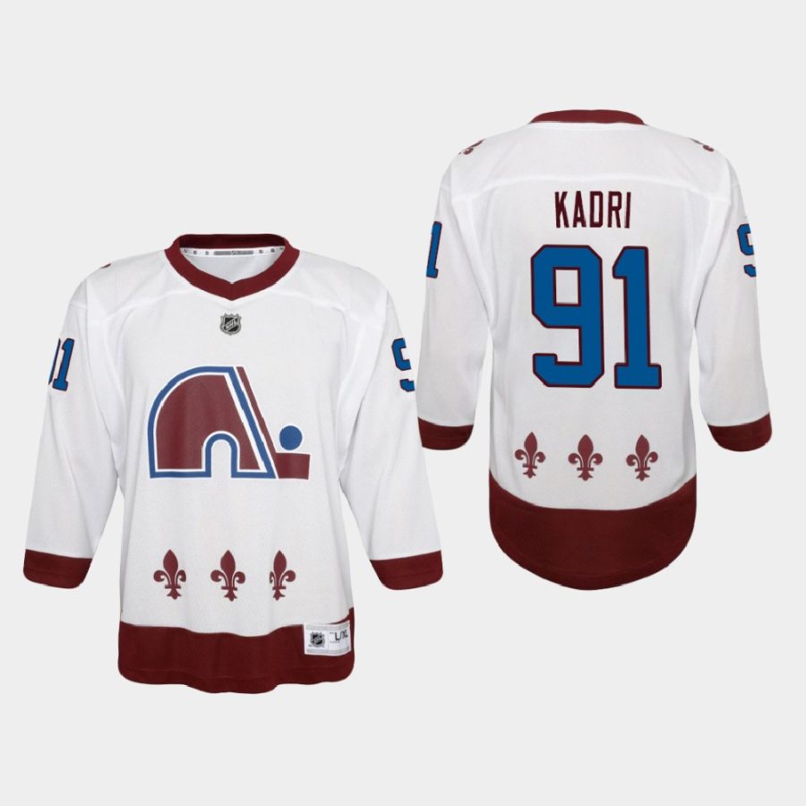 youth avalanche nazem kadri white 2020 21 reverse retro special edition replica jersey