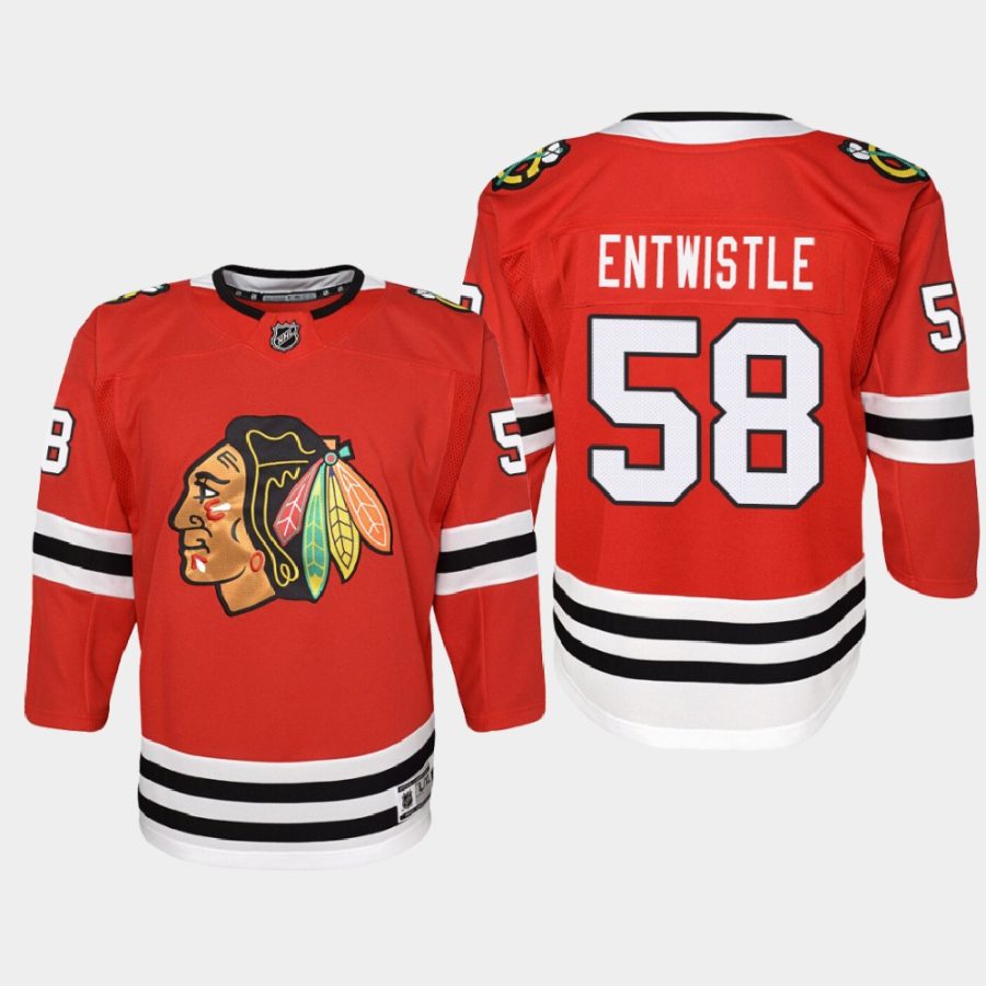 youth blackhawks mackenzie entwistle red 2021 home jersey