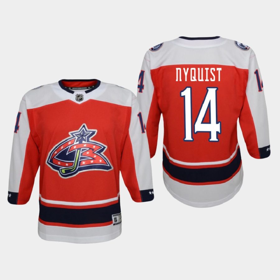 youth blue jackets gustav nyquist red 2020 21 reverse retro replica jersey