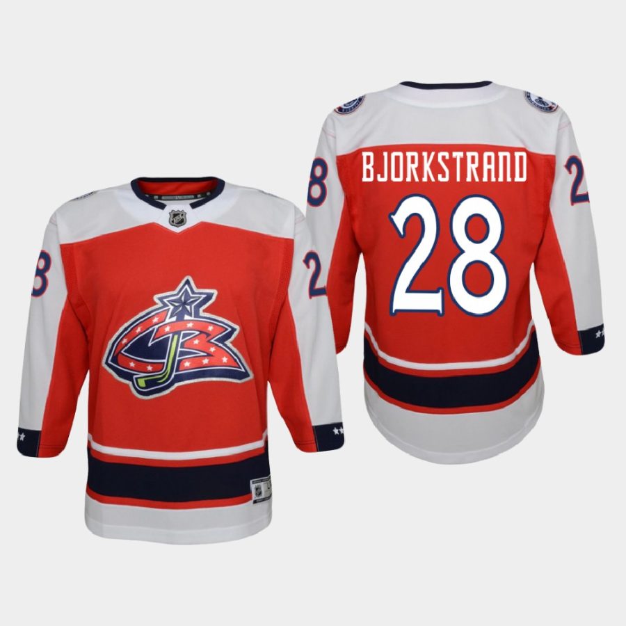 youth blue jackets oliver bjorkstrand red 2020 21 reverse retro replica jersey