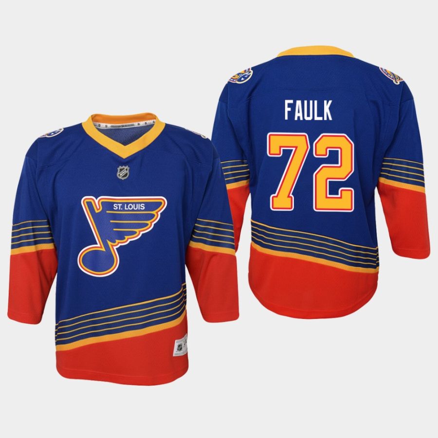 youth blues justin faulk blue retro replica jersey