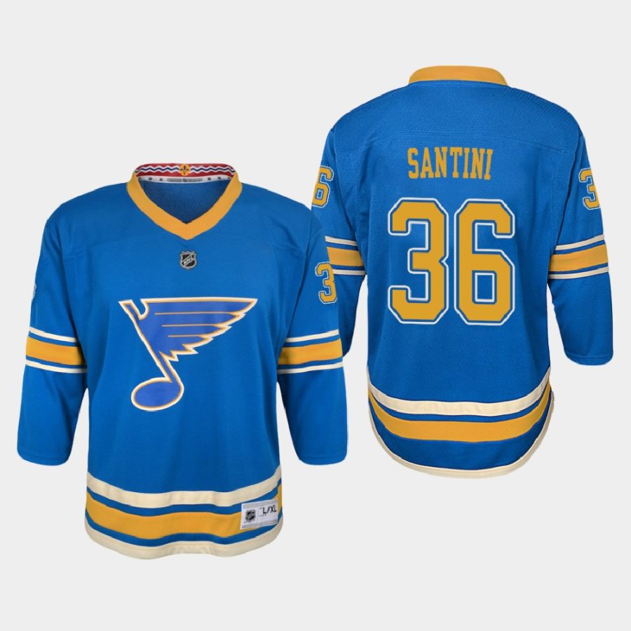 youth blues steven santini blue 2021 alternate jersey