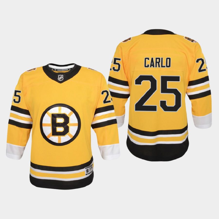 youth bruins brandon carlo gold 2020 21 reverse retro replica jersey