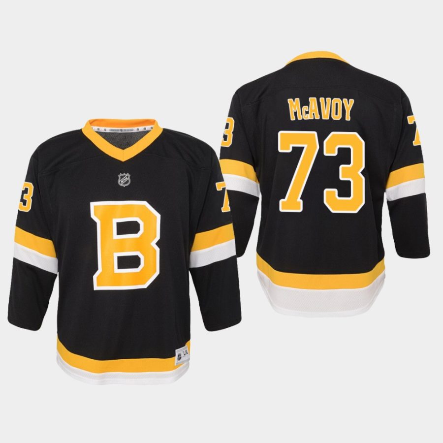 youth bruins charlie mcavoy black alternate replica jersey