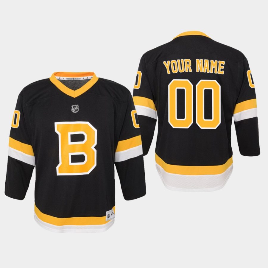 youth bruins custom black alternate replica jersey