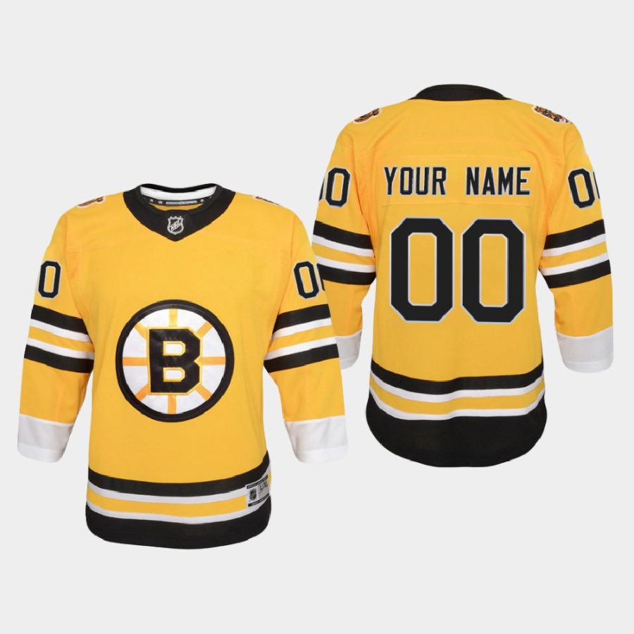 youth bruins custom gold 2020 21 reverse retro replica jersey