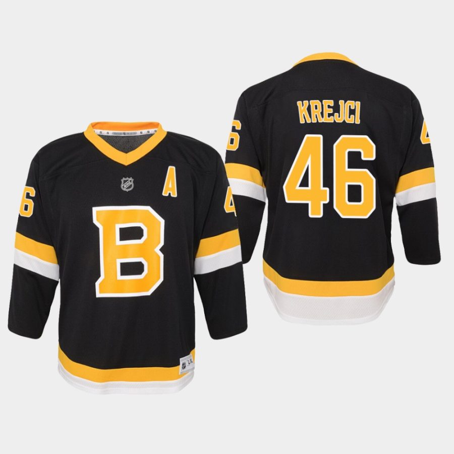 youth bruins david krejci black alternate replica jersey