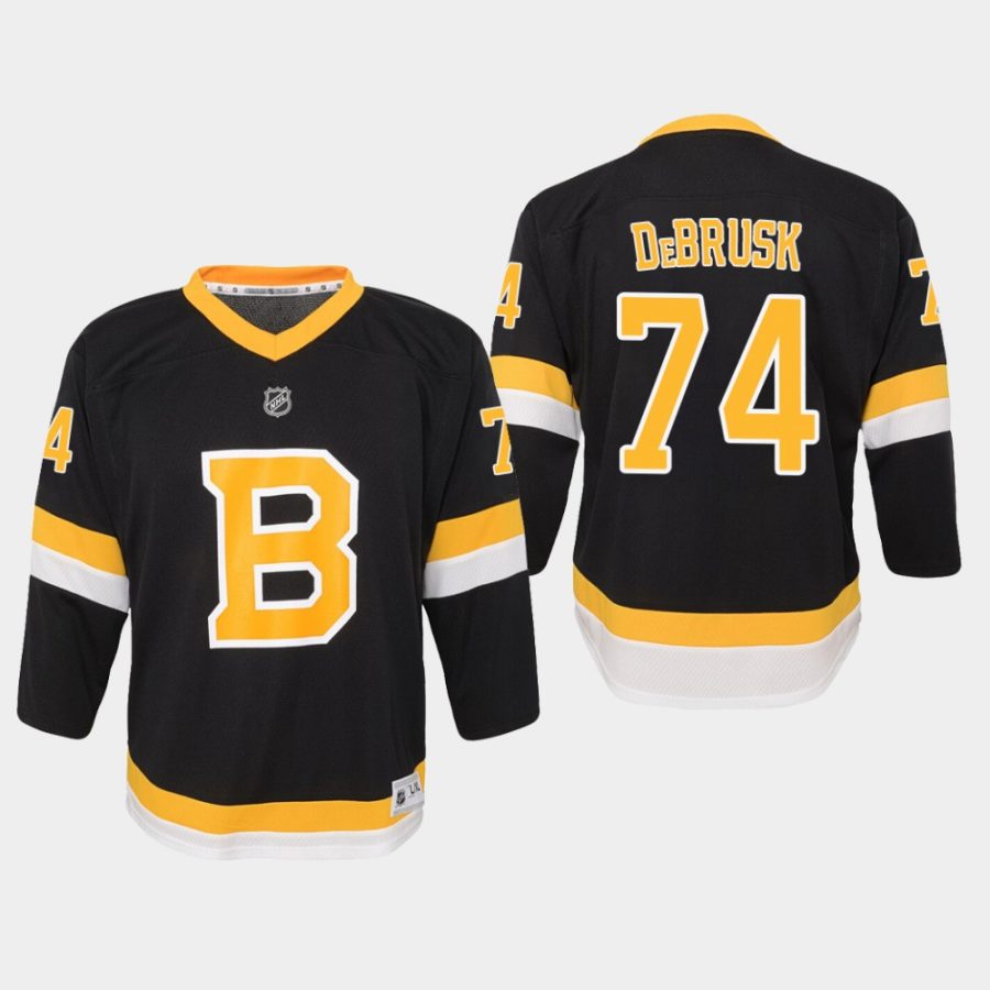 youth bruins jake debrusk black alternate replica jersey