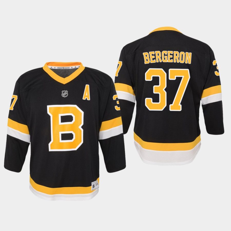 youth bruins patrice bergeron black alternate replica jersey