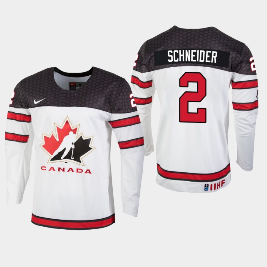 youth canada team braden schneider 2019 iihf world u18 championship white player jersey