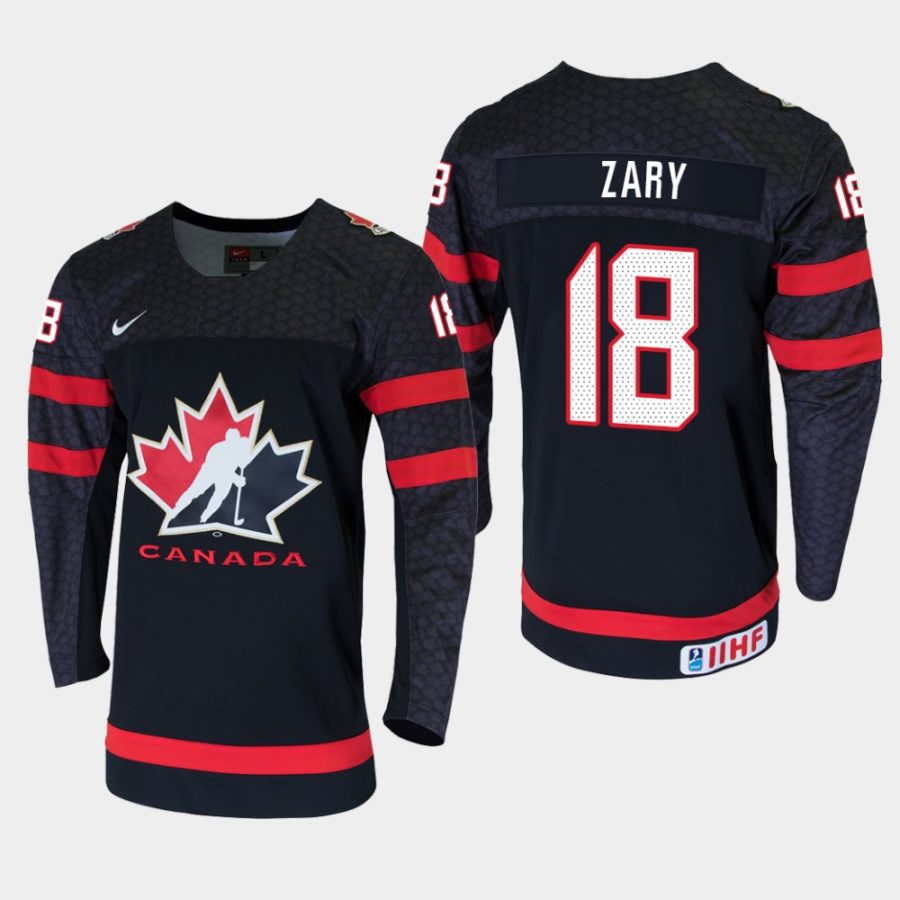 youth canada team connor zary 2019 iihf world u18 championship black player jersey