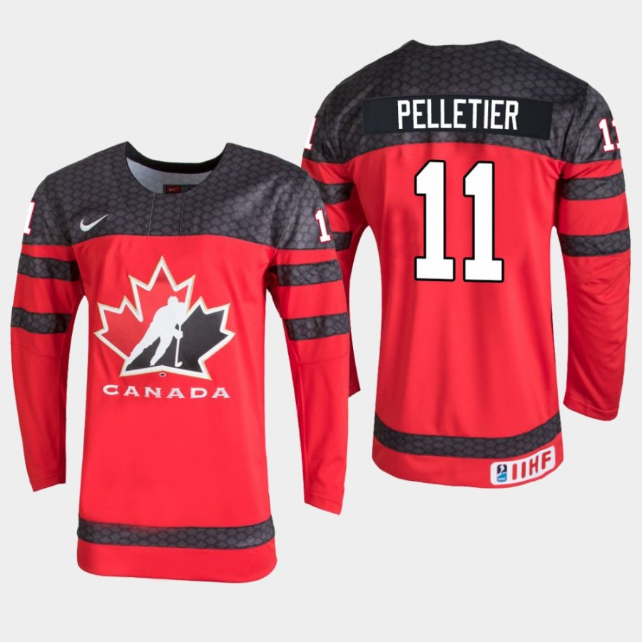 youth canada team jakob pelletier 2019 iihf world u18 championship red player jersey