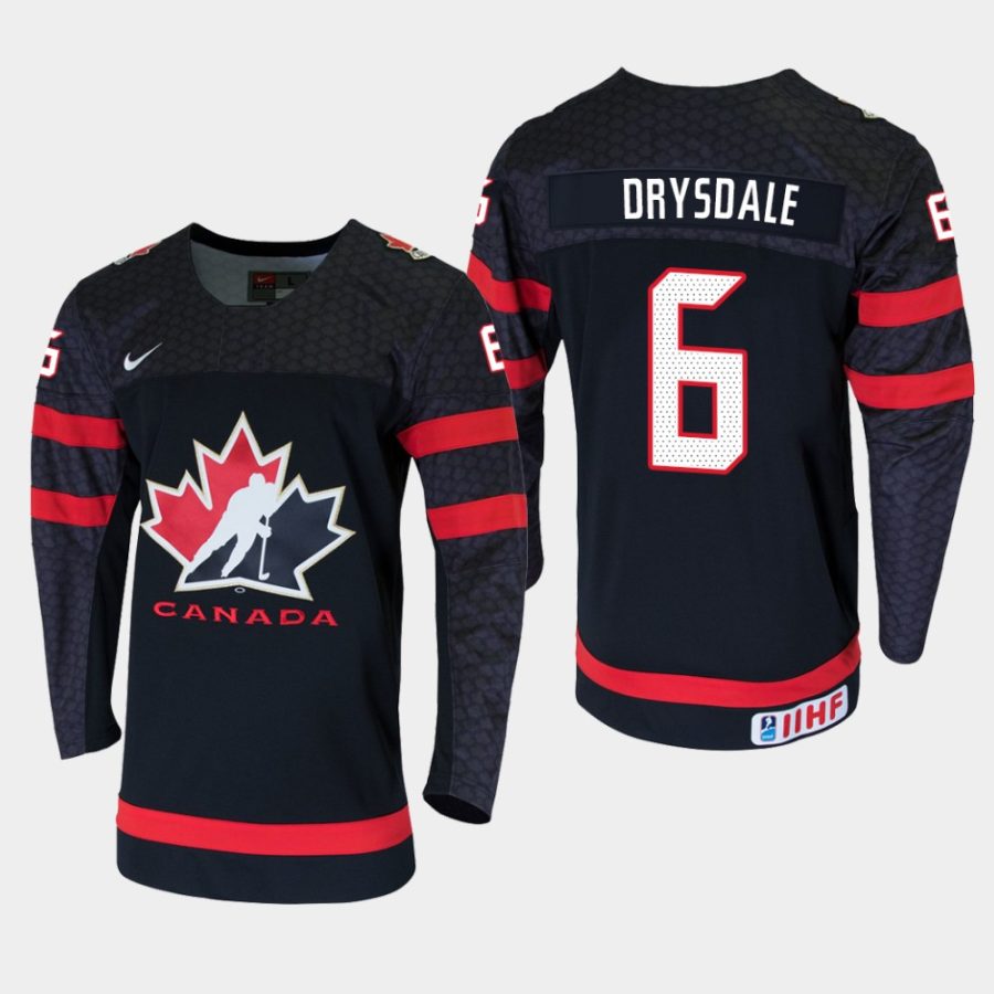 youth canada team jamie drysdale 2019 iihf world u18 championship black player jersey