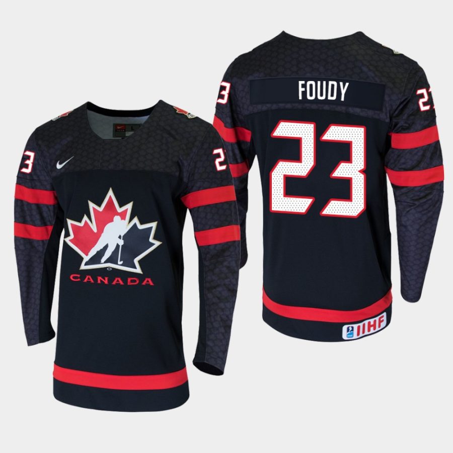 youth canada team jean luc foudy 2019 iihf world u18 championship black player jersey