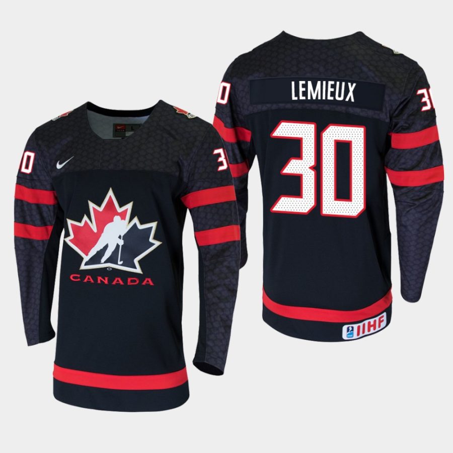 youth canada team jonathan lemieux 2019 iihf world u18 championship black player jersey