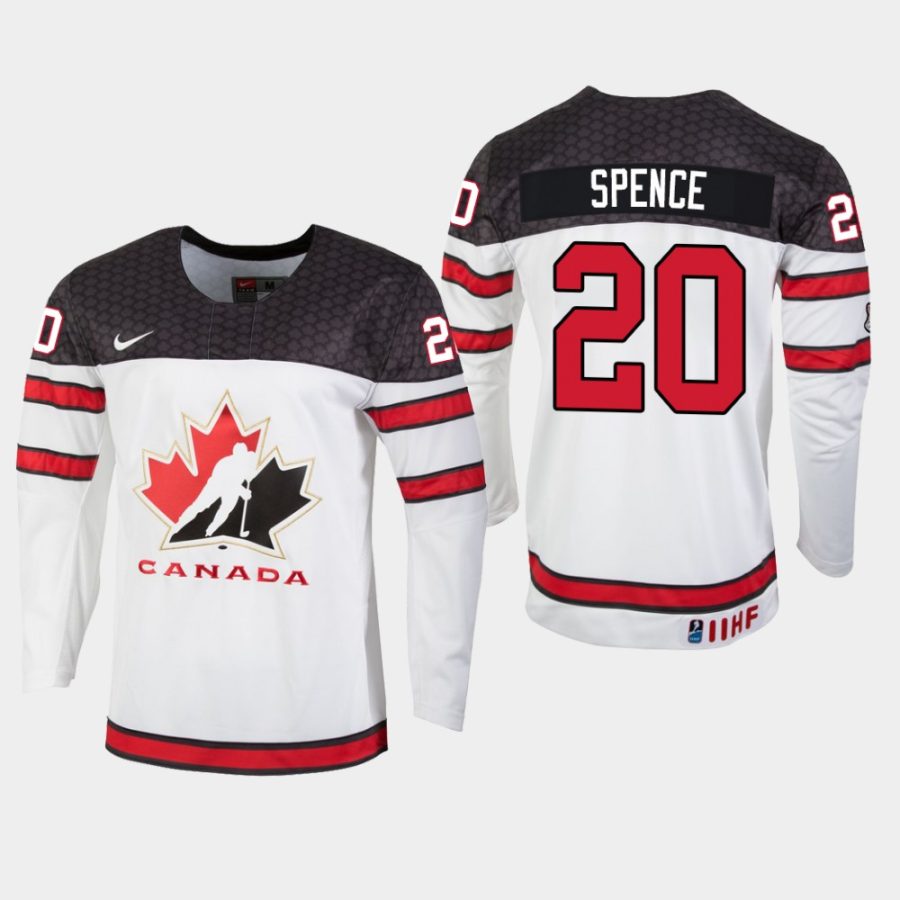 youth canada team jordan spence 2019 iihf world u18 championship white player jersey