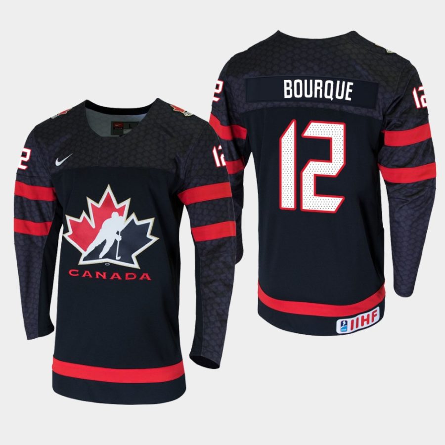 youth canada team mavrik bourque 2019 iihf world u18 championship black player jersey