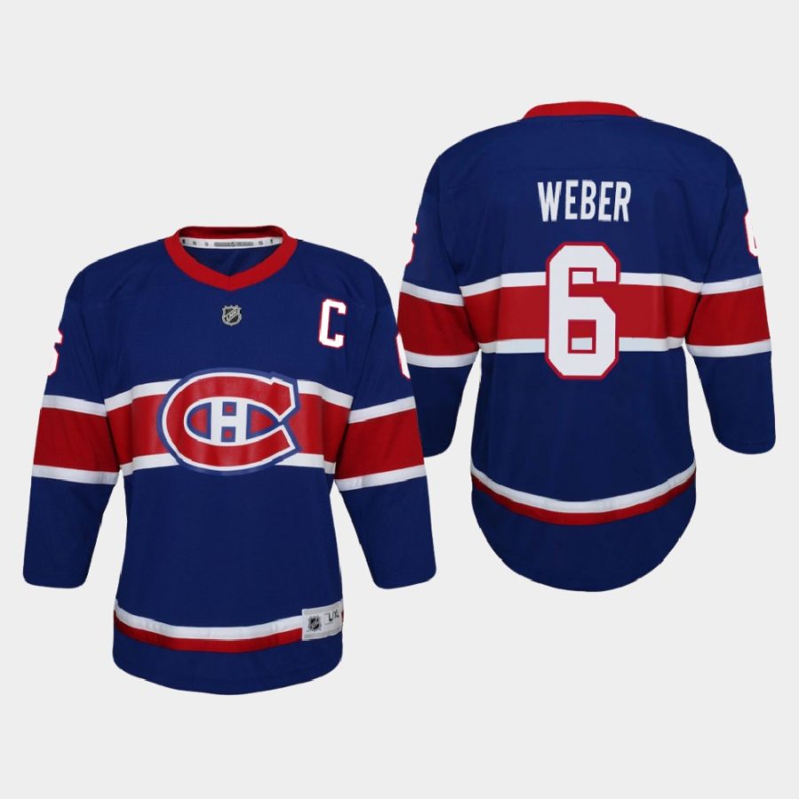 youth canadiens shea weber royal 2020 21 reverse retro special edition replica jersey