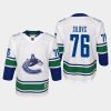 youth canucks arturs silovs white 2021 away jersey