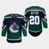 youth canucks brandon sutter green 2020 21 reverse retro special edition replica jersey