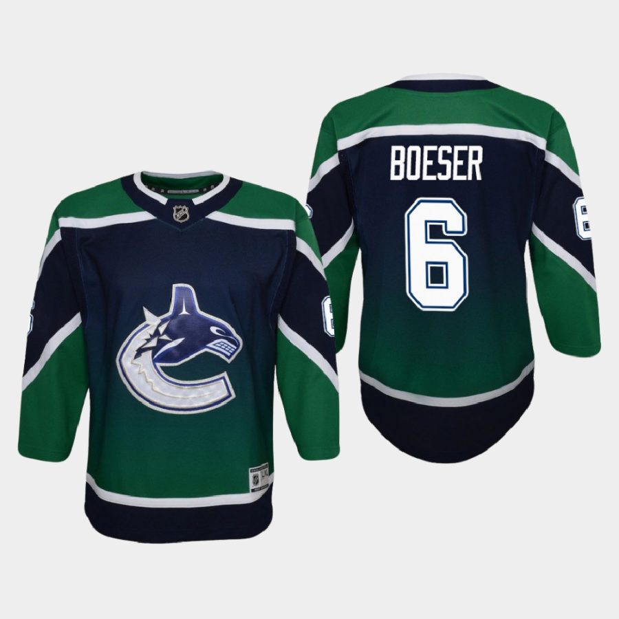 youth canucks brock boeser green 2020 21 reverse retro special edition replica jersey