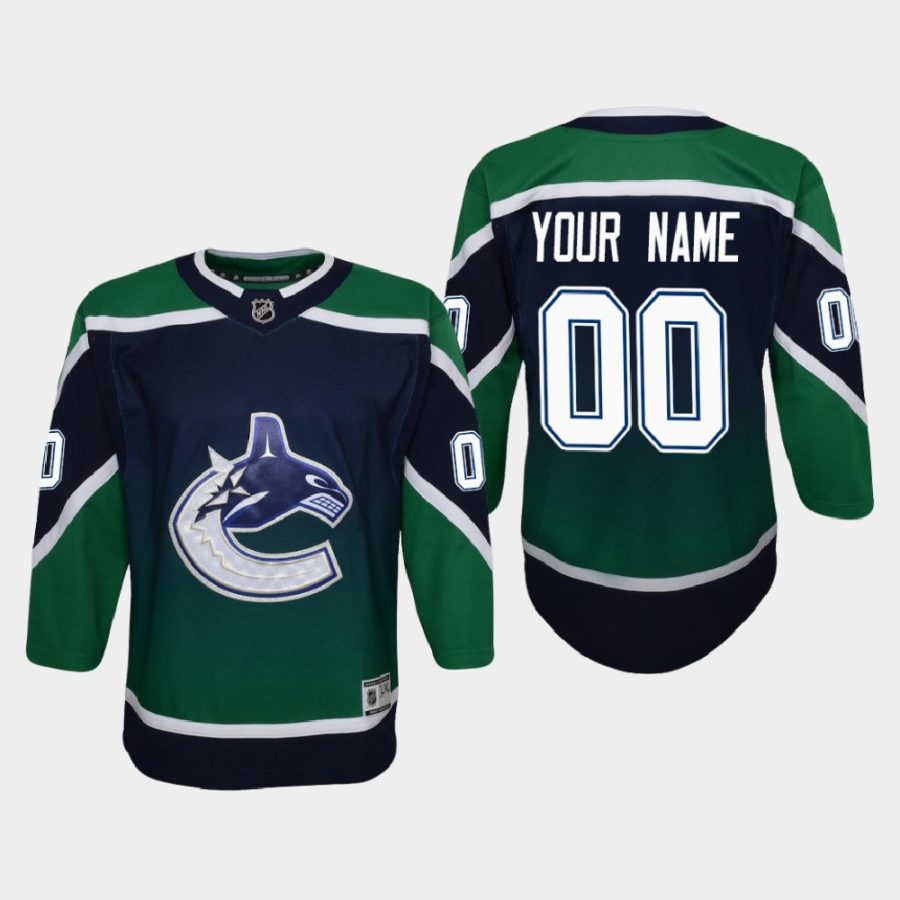 youth canucks custom green 2020 21 reverse retro special edition replica jersey