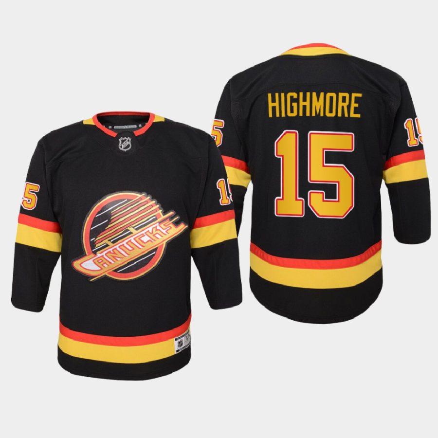 youth canucks matthew highmore black 2021 flying skate jersey