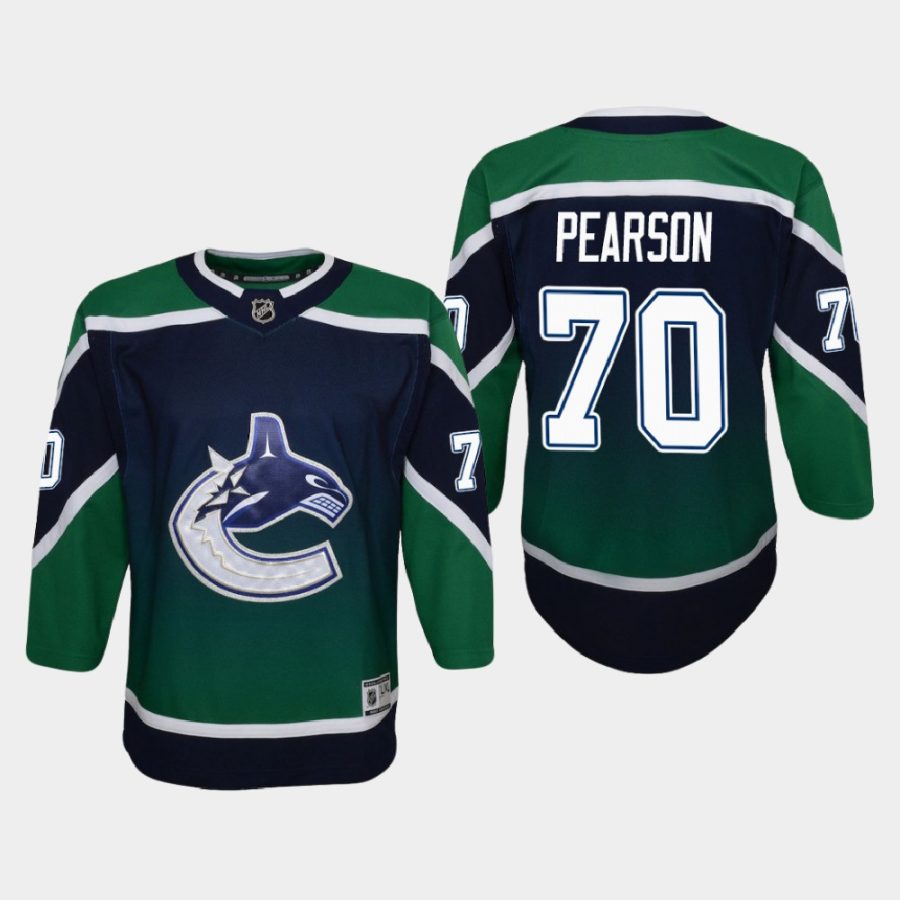 youth canucks tanner pearson green 2020 21 reverse retro special edition replica jersey