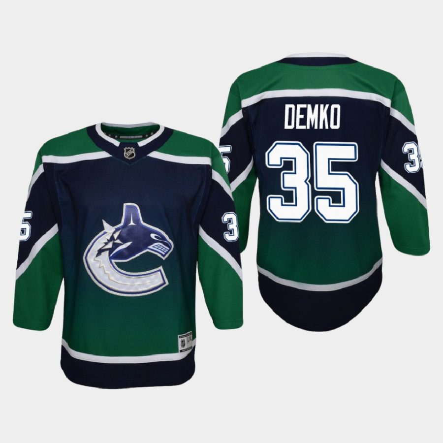 youth canucks thatcher demko green 2020 21 reverse retro special edition replica jersey