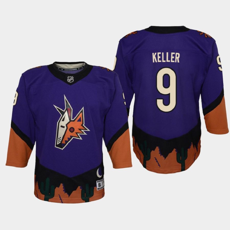 youth coyotes clayton keller purple 2020 21 reverse retro replica jersey