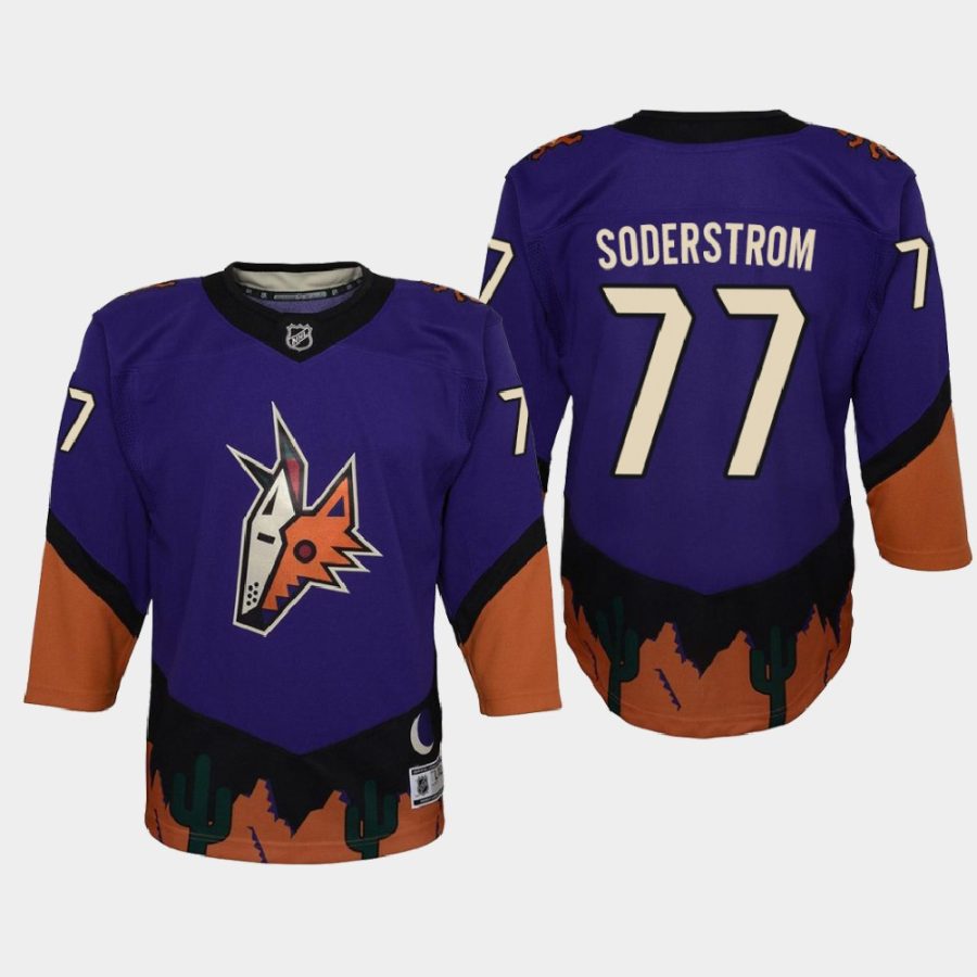 youth coyotes victor soderstrom purple 2020 21 reverse retro replica jersey