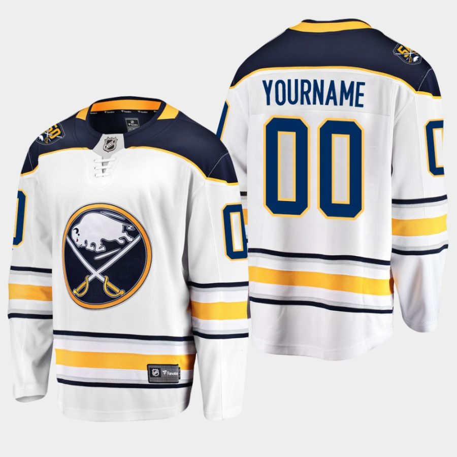 youth custom sabres white 50th anniversary away breakaway player jersey