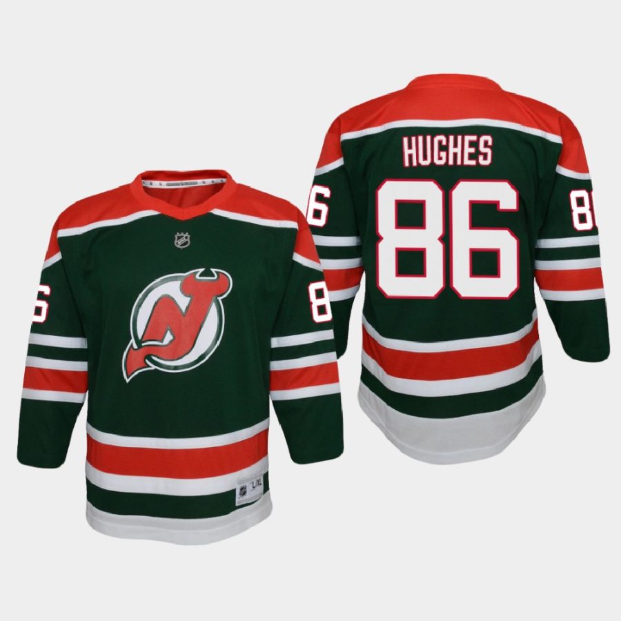 youth devils jack hughes green 2020 21 reverse retro special edition replica jersey