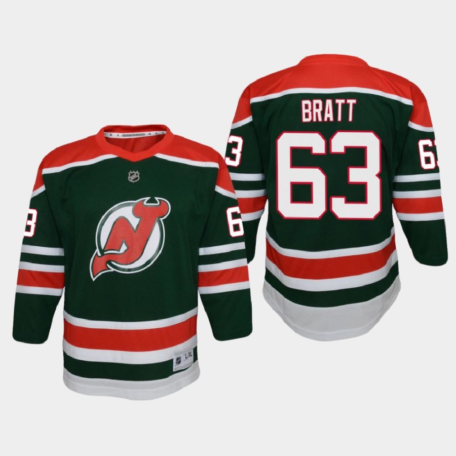 youth devils jesper bratt green 2020 21 reverse retro special edition replica jersey