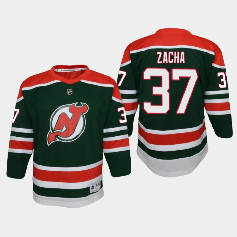 youth devils pavel zacha green 2020 21 reverse retro special edition replica jersey