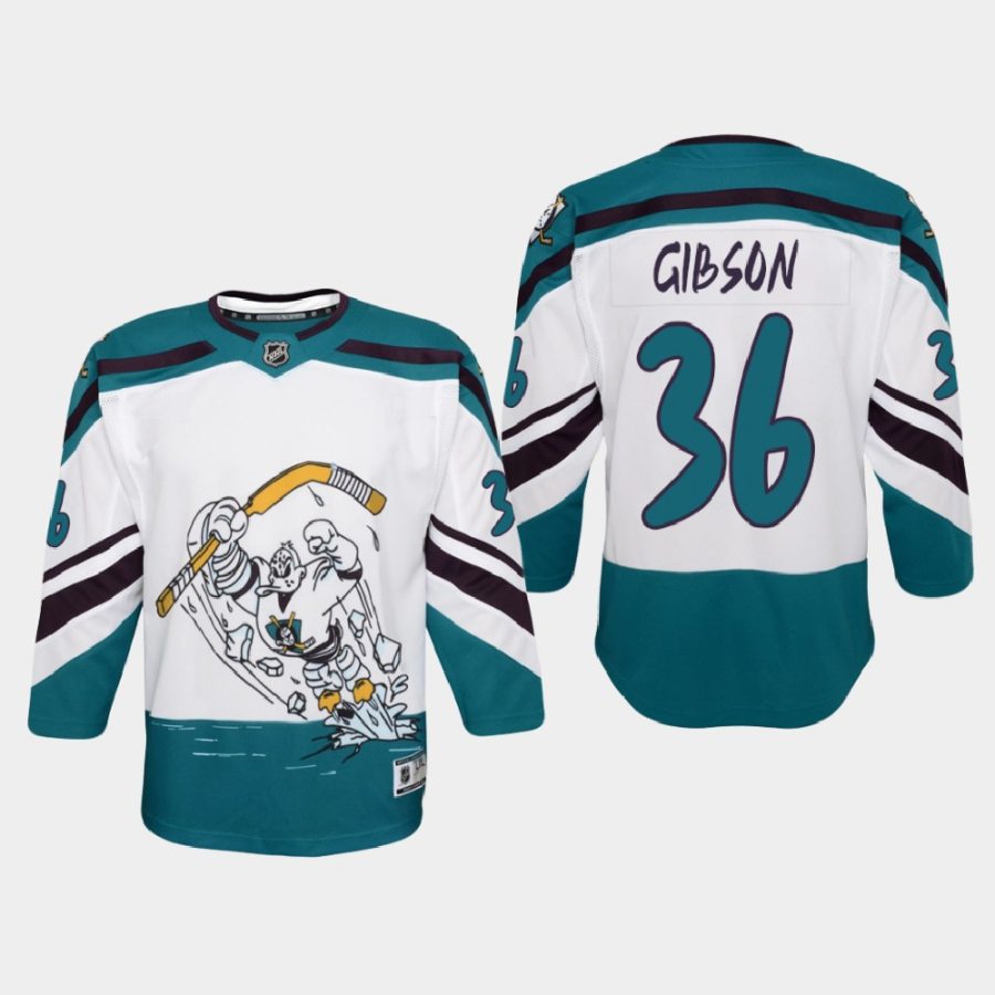 youth ducks john gibson white 2021 special edition jersey