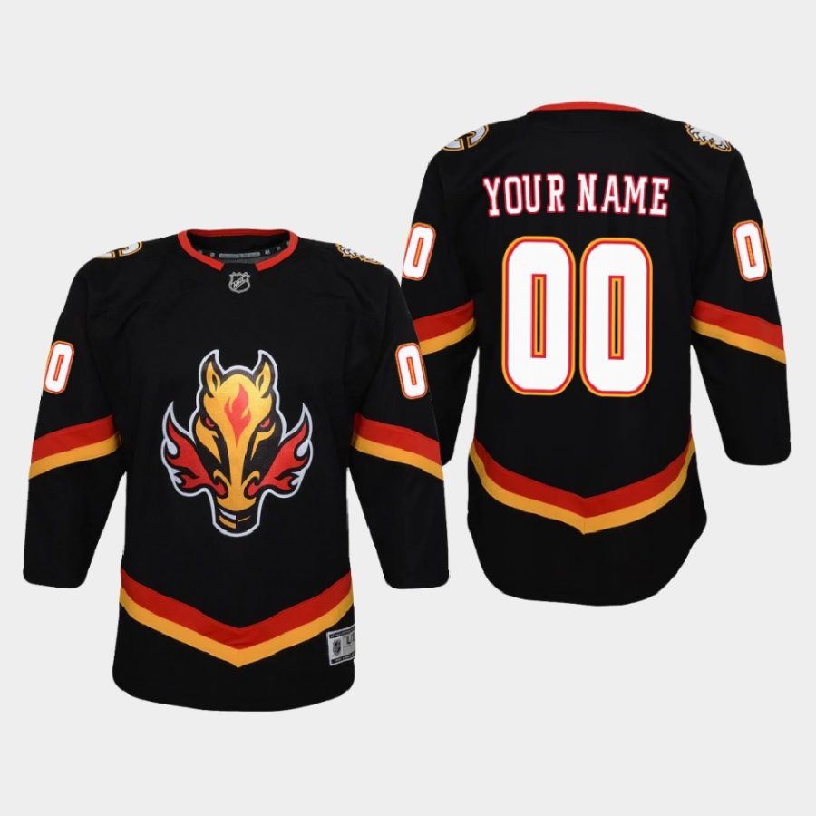 youth flames custom black 2020 21 reverse retro replica jersey