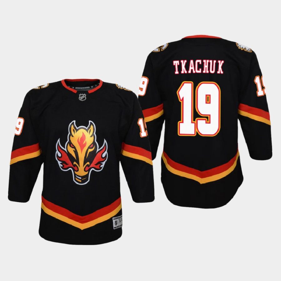 youth flames matthew tkachuk black 2020 21 reverse retro replica jersey