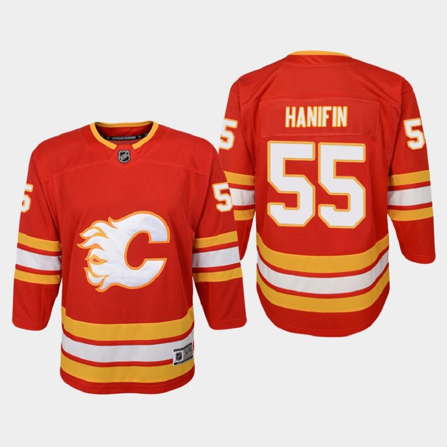 youth flames noah hanifin red 2020 21 home premier jersey