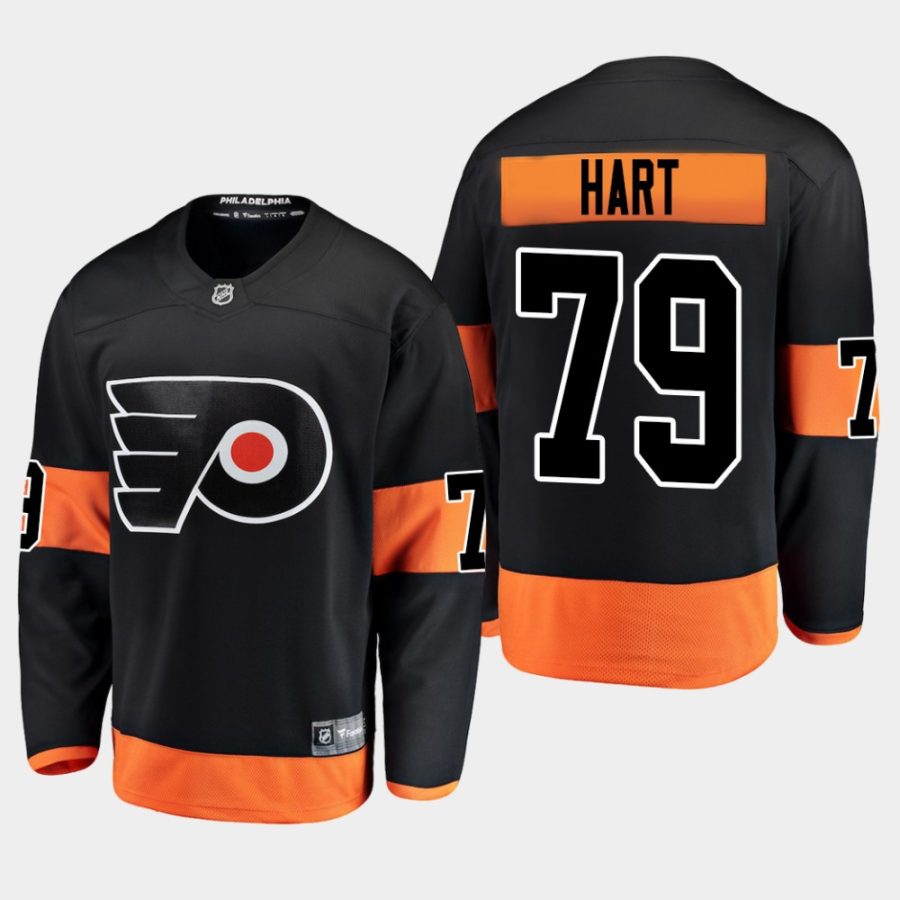 youth flyers carter hart black alternate breakaway player jersey