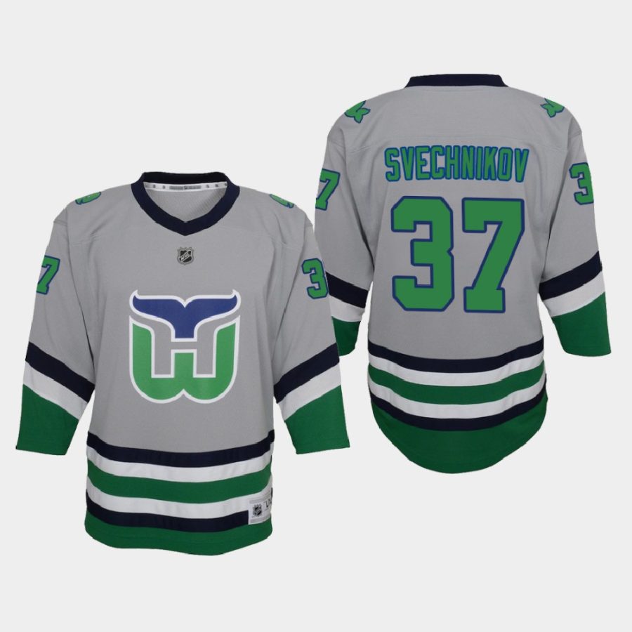 youth hurricanes andrei svechnikov green 2020 21 reverse retro replica jersey