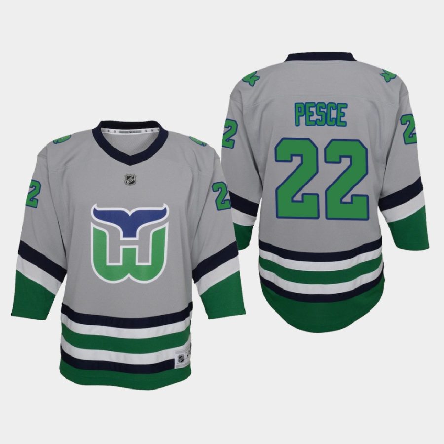 youth hurricanes brett pesce green 2020 21 reverse retro replica jersey