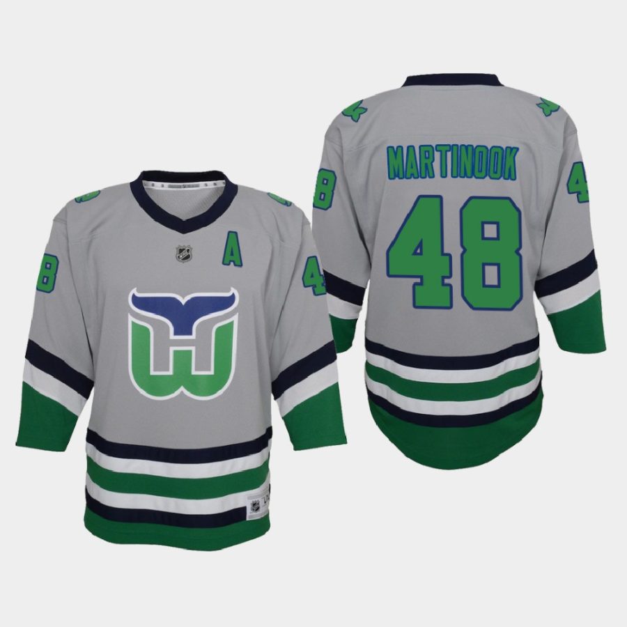 youth hurricanes jordan martinook green 2020 21 reverse retro replica jersey