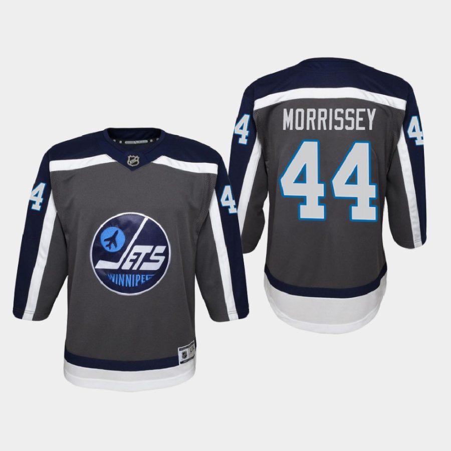 youth jets josh morrissey gray 2020 21 reverse retro replica jersey