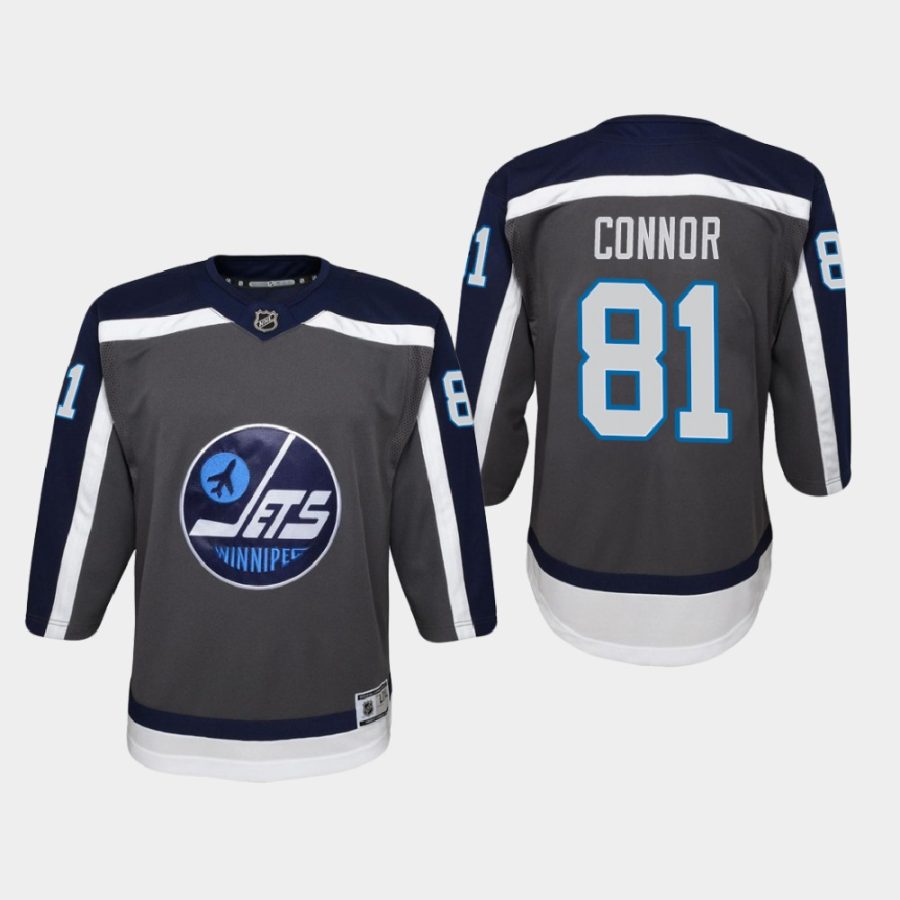 youth jets kyle connor gray 2020 21 reverse retro replica jersey