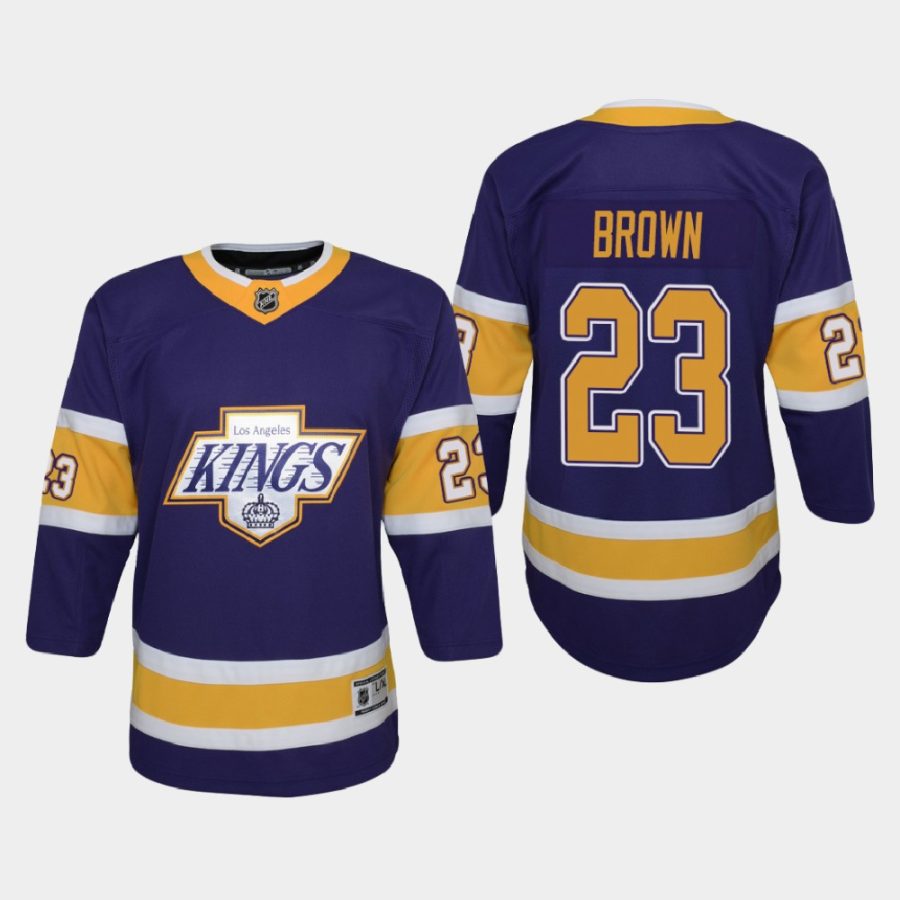 youth kings dustin brown purple 2020 21 reverse retro replica jersey