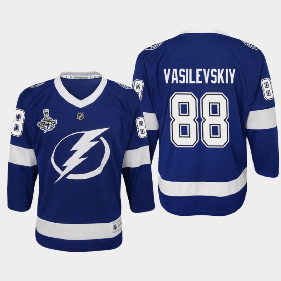 youth lightning andrei vasilevskiy blue 2020 stanley cup champions home replica player jersey